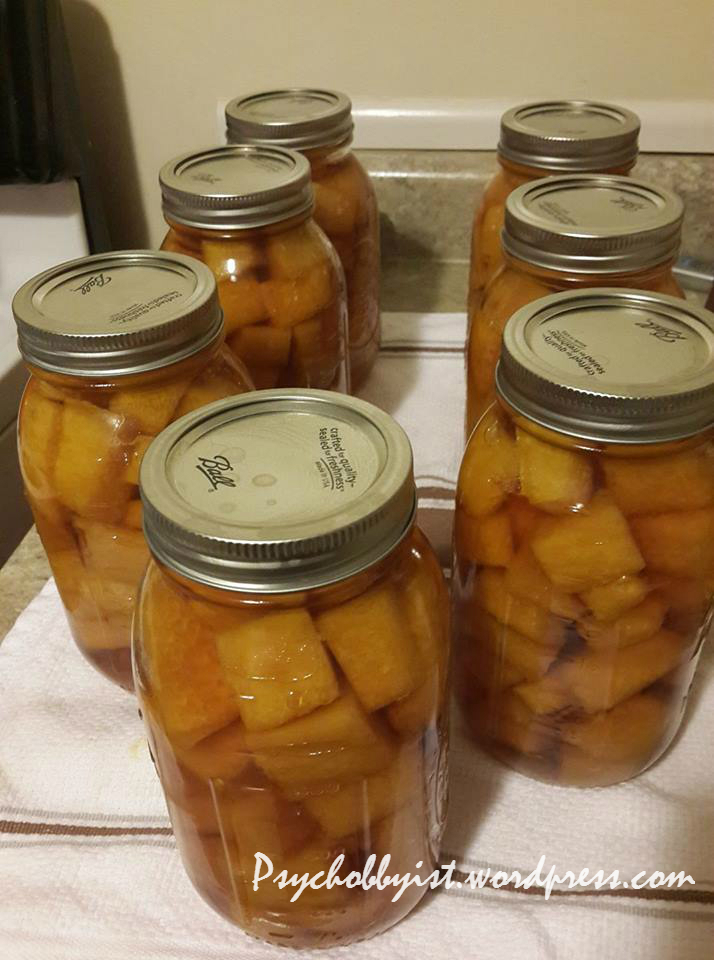 Canned pumpkin in quart jars